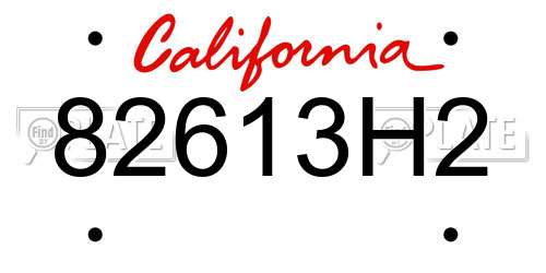82613H2 California License Plate