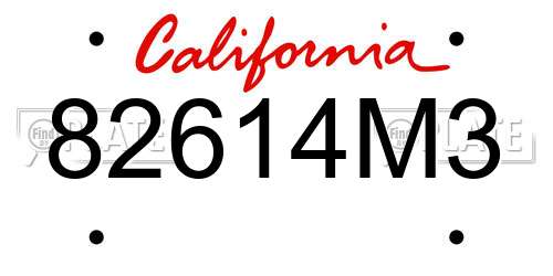 82614M3 California License Plate