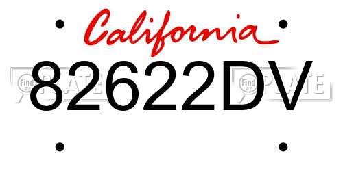 82622DV California License Plate