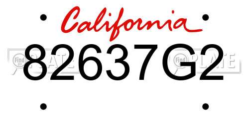 82637G2 California License Plate