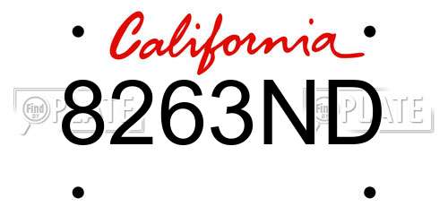 8263ND California License Plate