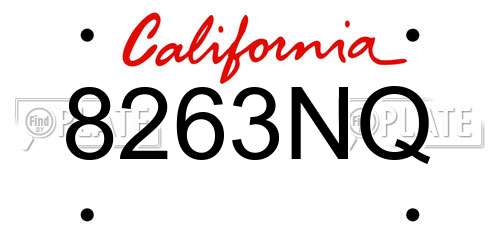 8263NQ California License Plate