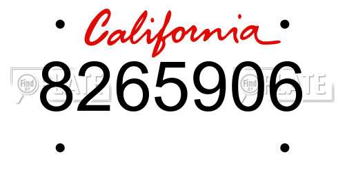 8265906 California License Plate