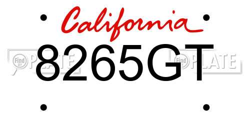 8265GT California License Plate