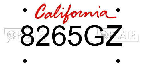 8265GZ California License Plate