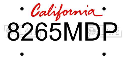 8265MDP California License Plate