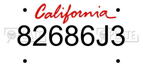 82686J3 California License Plate