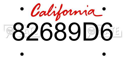 82689D6 California License Plate