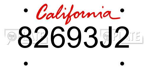 82693J2 California License Plate