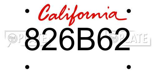 826B62 California License Plate