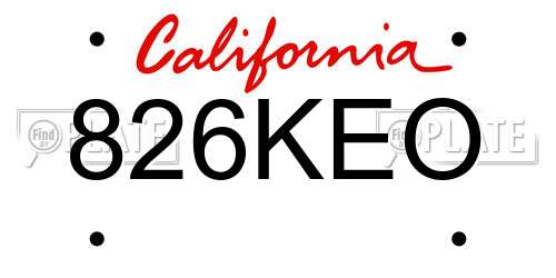826KEO California License Plate