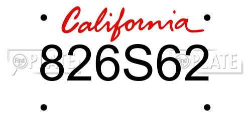 826S62 California License Plate