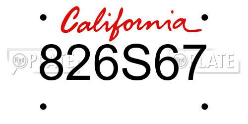 826S67 California License Plate