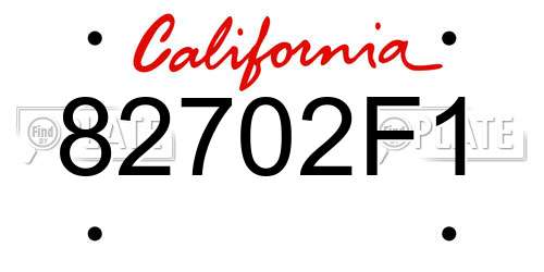82702F1 California License Plate