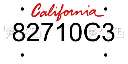 82710C3 California License Plate
