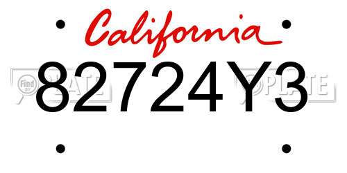 82724Y3 California License Plate