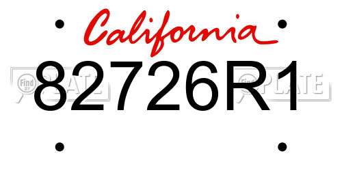 82726R1 California License Plate