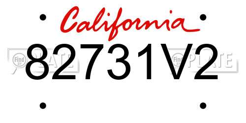 82731V2 California License Plate