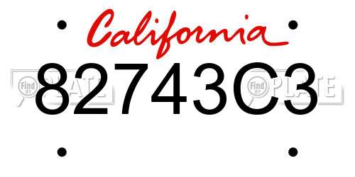 82743C3 California License Plate