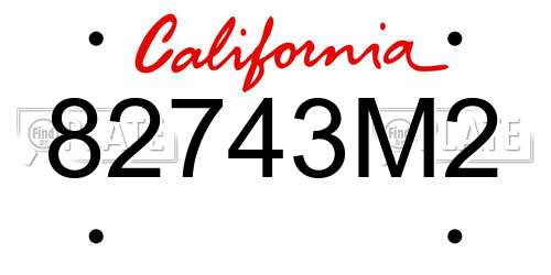 82743M2 California License Plate