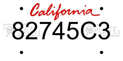 82745C3 California License Plate