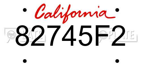 82745F2 California License Plate