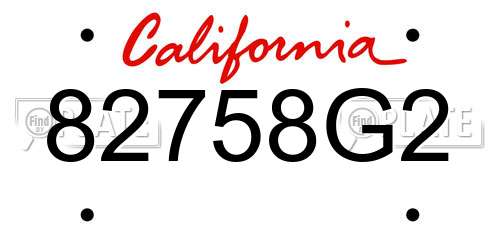 82758G2 California License Plate