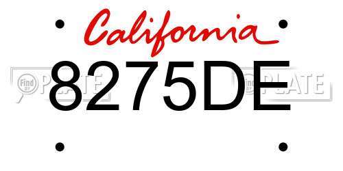 8275DE California License Plate