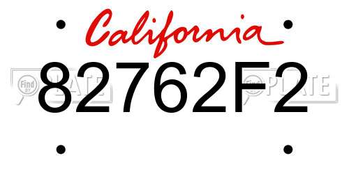82762F2 California License Plate