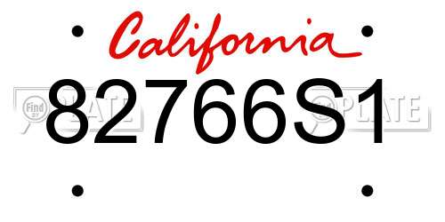 82766S1 California License Plate