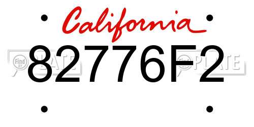 82776F2 California License Plate