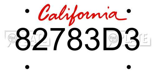 82783D3 California License Plate
