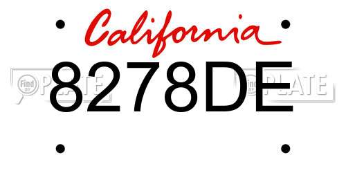 8278DE California License Plate