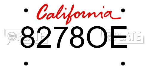 8278OE California License Plate