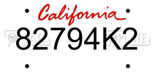 82794K2 California License Plate