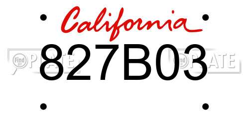 827B03 California License Plate