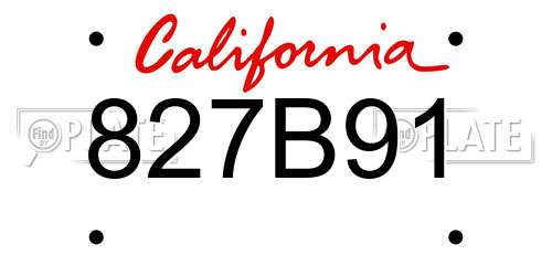 827B91 California License Plate