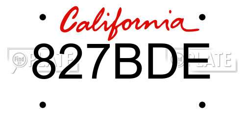 827BDE California License Plate
