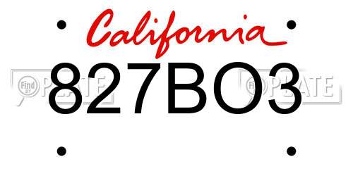 827BO3 California License Plate