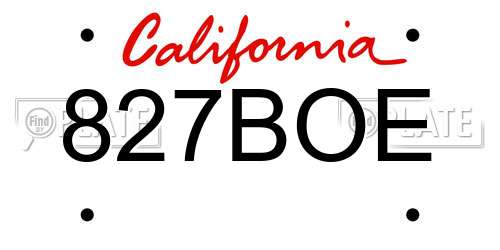 827BOE California License Plate