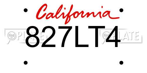 827LT4 California License Plate