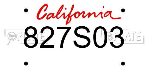 827S03 California License Plate