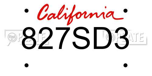 827SD3 California License Plate