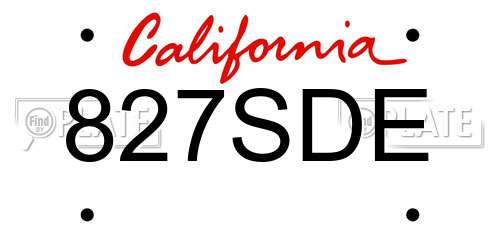 827SDE California License Plate