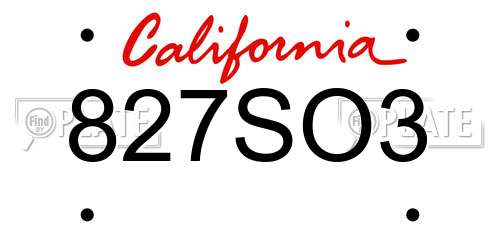 827SO3 California License Plate