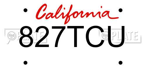827TCU California License Plate