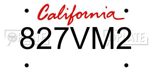 827VM2 California License Plate