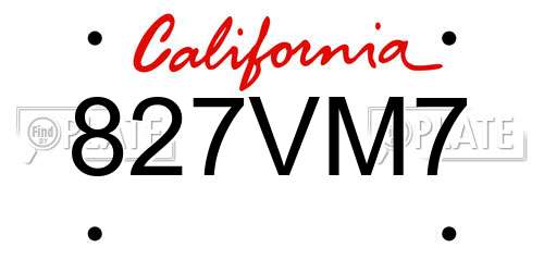 827VM7 California License Plate