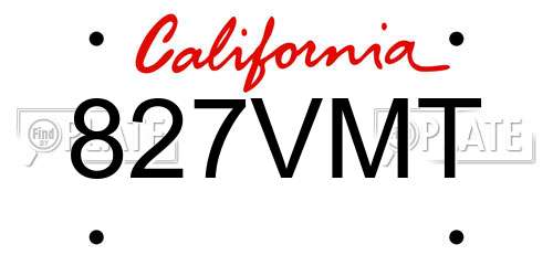 827VMT California License Plate