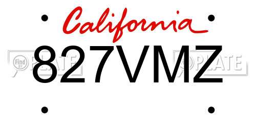 827VMZ California License Plate